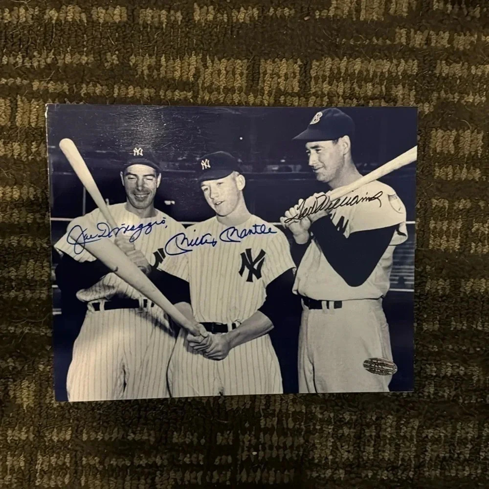 Mickey Mantle Dimaggio Williams signed photo
